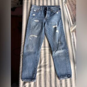 Levi's Women's Distressed Blue Straight Leg Jeans